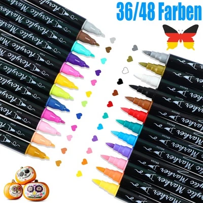 MARKENLOS Acrylstifte Marker Set Permanent Wasserfest Pen Für DIY Graffiti Steine Holz NEU