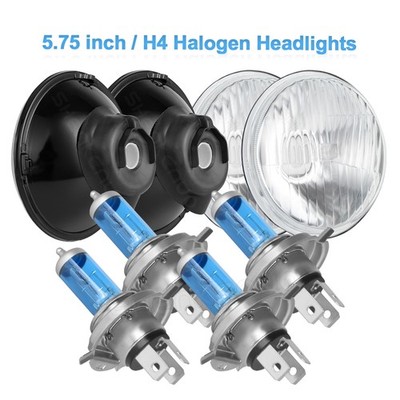 4Pcs 5.75'' inch Round Halogen Headlights High-Low Beam for Jaguar XJ6 XJS XJ12