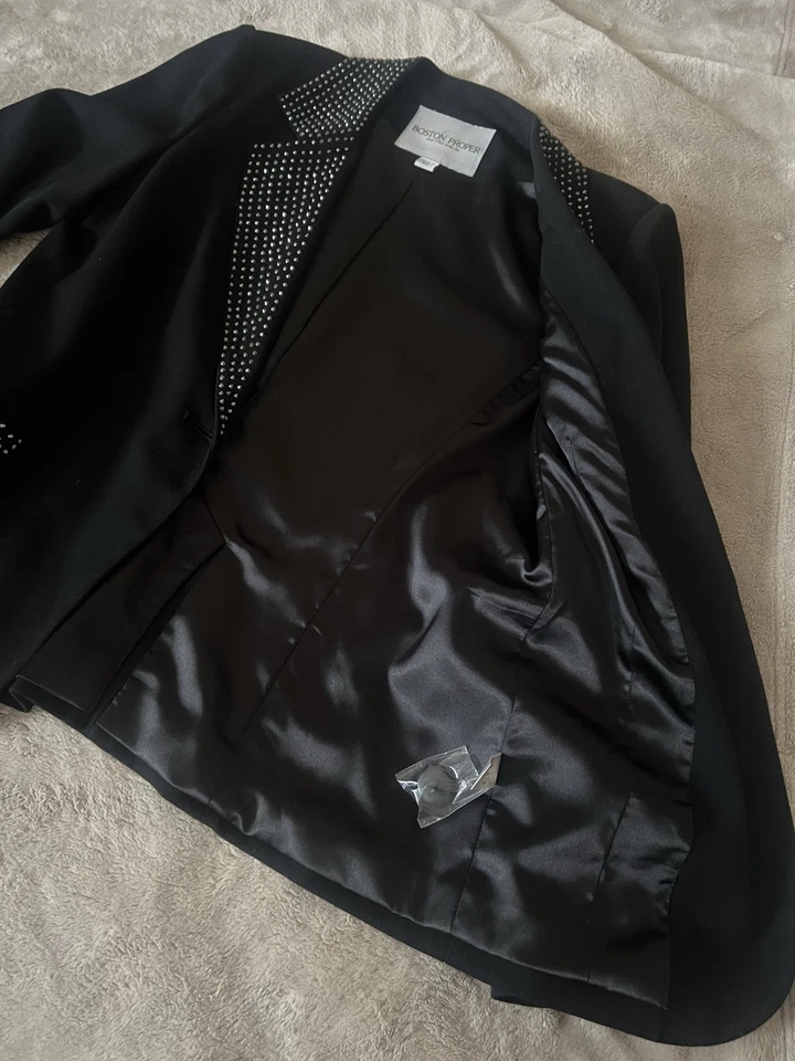 Boston Proper Black Long Sleeve  Suit, Jacket Women's  Size 10 New - Image 3 of 4