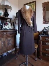 70er Mantel Wolle Braun True Vintage Fuchs Kragen 38-40 S M Top Zustand