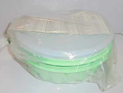 2 Vintage  Tupperware  Jel n Serve  Green Jello Ring Molds NOS w Order Form