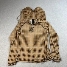 J Crew Rash Guard Shirt XL Tankini Top 10D Women Brown Navy Polka Dot Set Swim