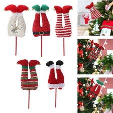 Elf Leg Pick Christmas Tree Decoration Window Home Plush Stuffed Tree Topper