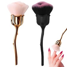 NONENDU 2 PCS Nail Dust Brush, Ultra Soft Nylon Brush for Black and Pink