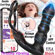 Male Prostate Massager Vibrator Thrusting Anal Butt Plug Dildo Sex Toys for Men