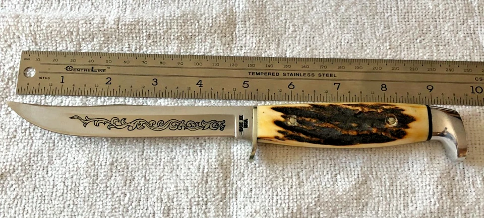 Case Blue Scroll Stag 516-5 SSP Knife 1977 Fixed Blade - Image 2 of 4