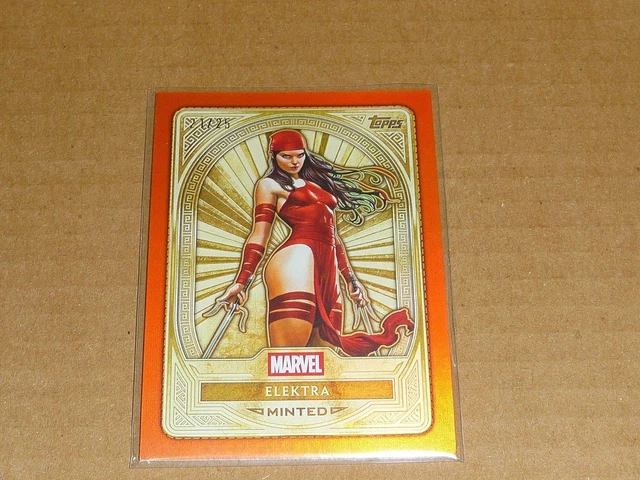 2025 Topps Marvel Minted Elektra Gold Card Orange Foil 21/25 O751