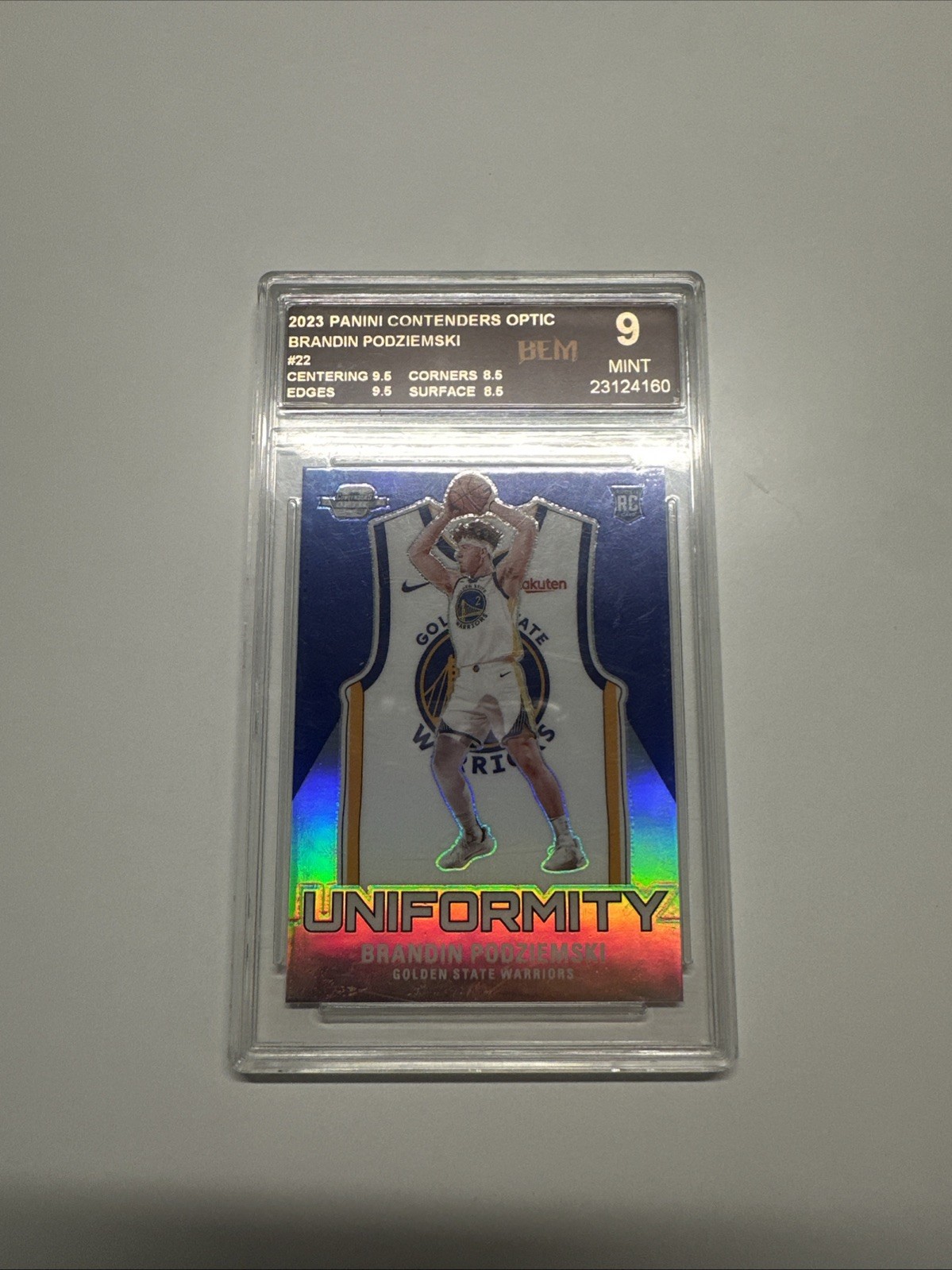 2023 Panini Contenders Optic Uniformity Brandin Podziemski BEM 9 Rookie