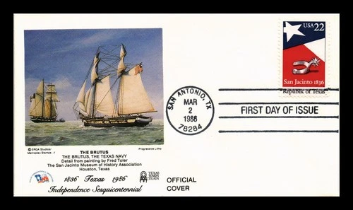 DR JIM STAMPS US REPUBLIC OF TEXAS FDC SCOTT 2204 THE BRUTUS SHIP COVER
