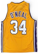 SHAQUILLE O'NEAL SHAQ AUTOGRAPHED YELLOW PURPLE CUSTOM JERSEY JSA