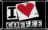 Blechschild 12X18 Cm Kaffee I Love Coffee Herz Essen Trinken Deko Geschenk Metal