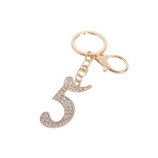 Alloy Rhinestones 0-9 Number Keychain for , 0-9 Number Key Ring Bag Charms 5