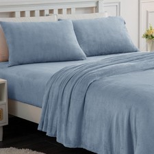Softan Fleece Sheets Full Size, Flannel Like Soft, Fuzzy Warm Full, Baby Blue