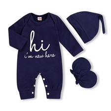 Newborn Baby Boy Romper Coming Home Outfits Letter Print Bodysuit Jumpsuit Ha...