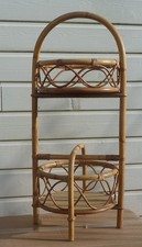 Bar en bambou vintage porte bouteille rotin desserte années 60's-70's