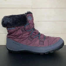 Columbia Minx Shorty Waterproof Boots Kid's Youth Size 7 Shoes Quilted Plum Grey
