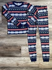 Hanna Andersson Organic Christmas Blue Snow Flake Pajama Set Size 160 US 14