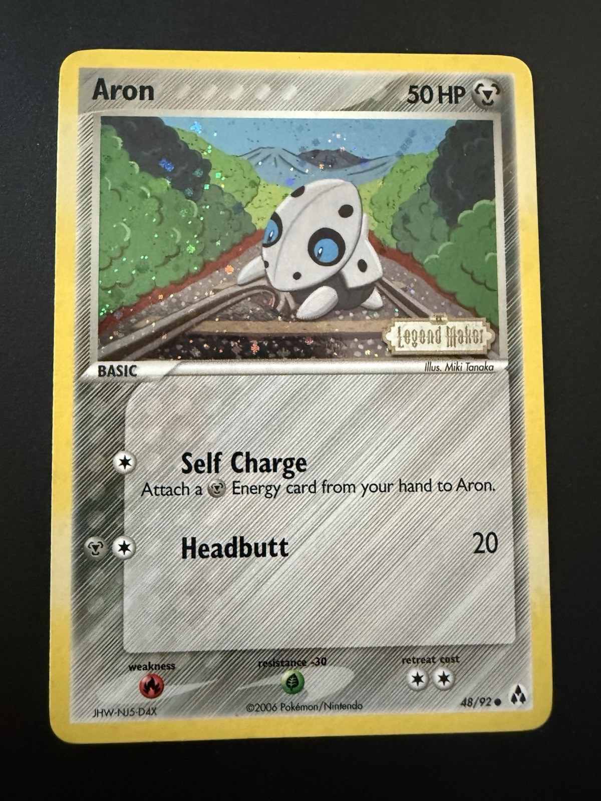 Pokemon TCG 2006 Ex Legend Maker Aron 48/92 Stamped Reverse Holo Near Mint