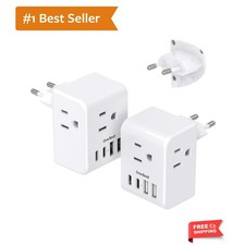 International Power Adapter with 3 Outlets  4 USB Ports for Travel in