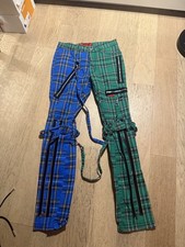 Tripp NYC Split Leg Bondage Pants Blue/Green Plaid size 30
