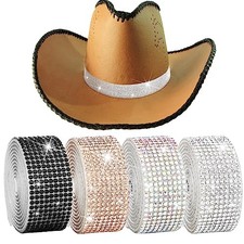 4 Pcs Rhinestone Cowboy Hat Bands for Women Cap Belt Bling Classic Colors