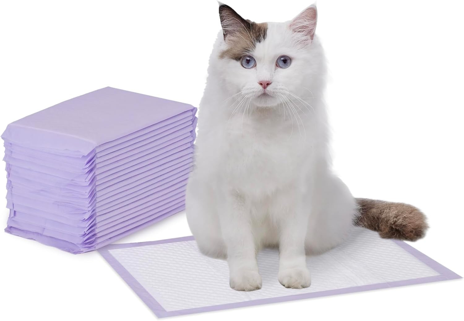 Cat Litter Box Pee Pads 20 Count &ndash; Universal Fit, Odor Control, Unscented (Purpl