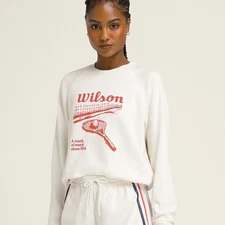 Wilson Women's Cream Classic Crew Tennis Pickleball Sweatshirt NWT Size M