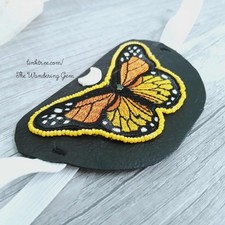 Butterfly Embroidered Beaded Eye Patch, Vision Accessory, Ocular Aid, Costume