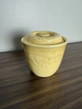 Vintage Oven Serve Bean Pot Yellow Floral Pattern Made In USA
