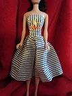 Vintage 1959 Barbie COTTON CASUAL #912 blue white striped DRESS clothes Better