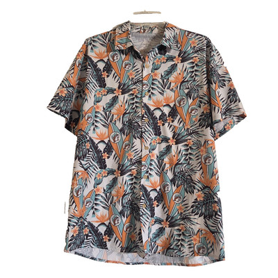 Bucees Hawaiian Shirt Mens Button Down M Surfboards Tropical Beach Green Orange 