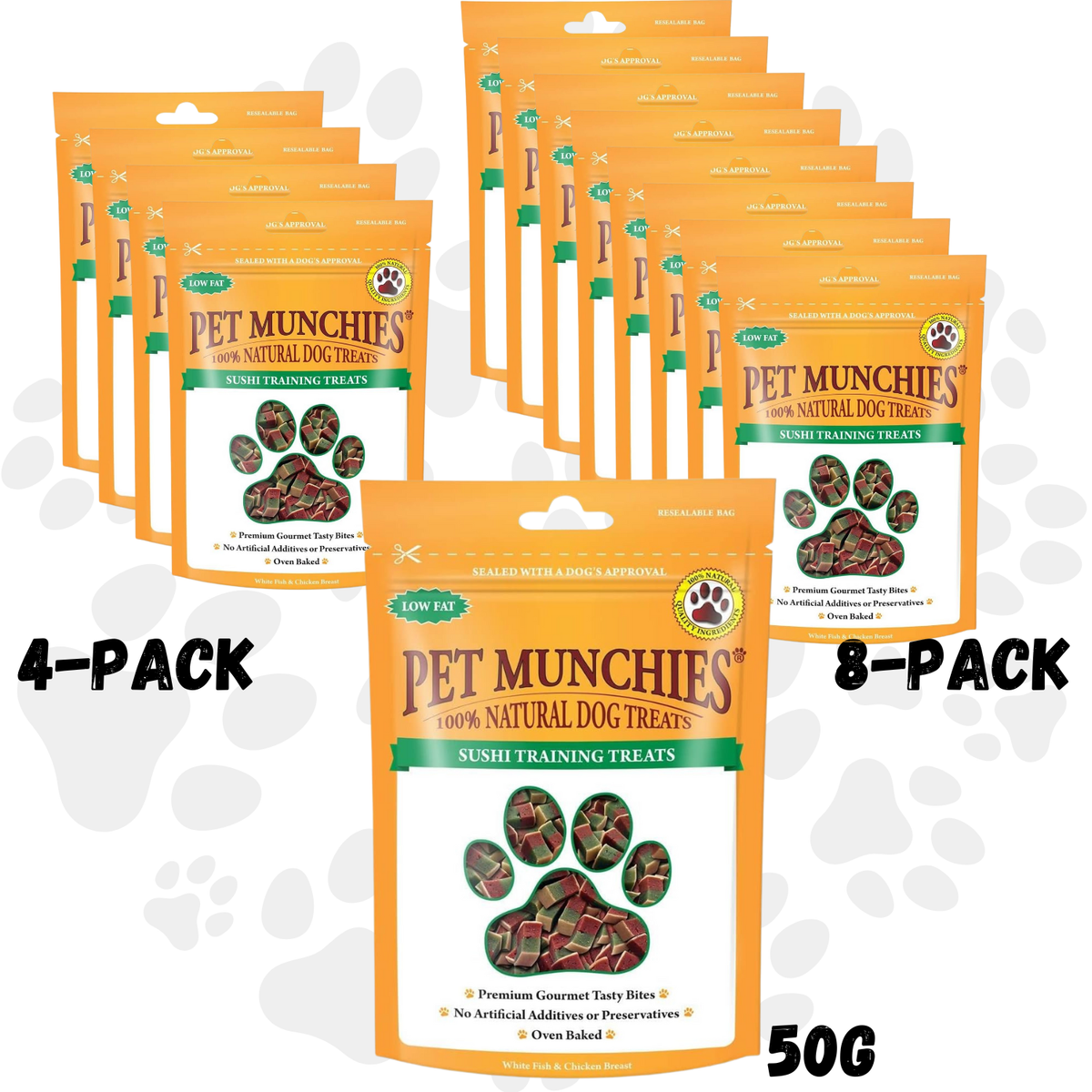 Pet Munchies SUSHI Training Treats 50g 200g 400g Natural Low Fat