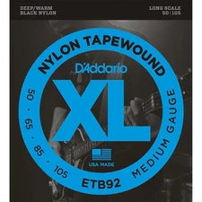 D'Addario ETB92 XL Med Tapewound Nylon 4-String Bass Strings, 50-105 Long Scale