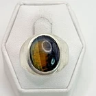 Stunning .925 Vintage Sterling Silver Estate Ring Size 9.25 with Brown stone