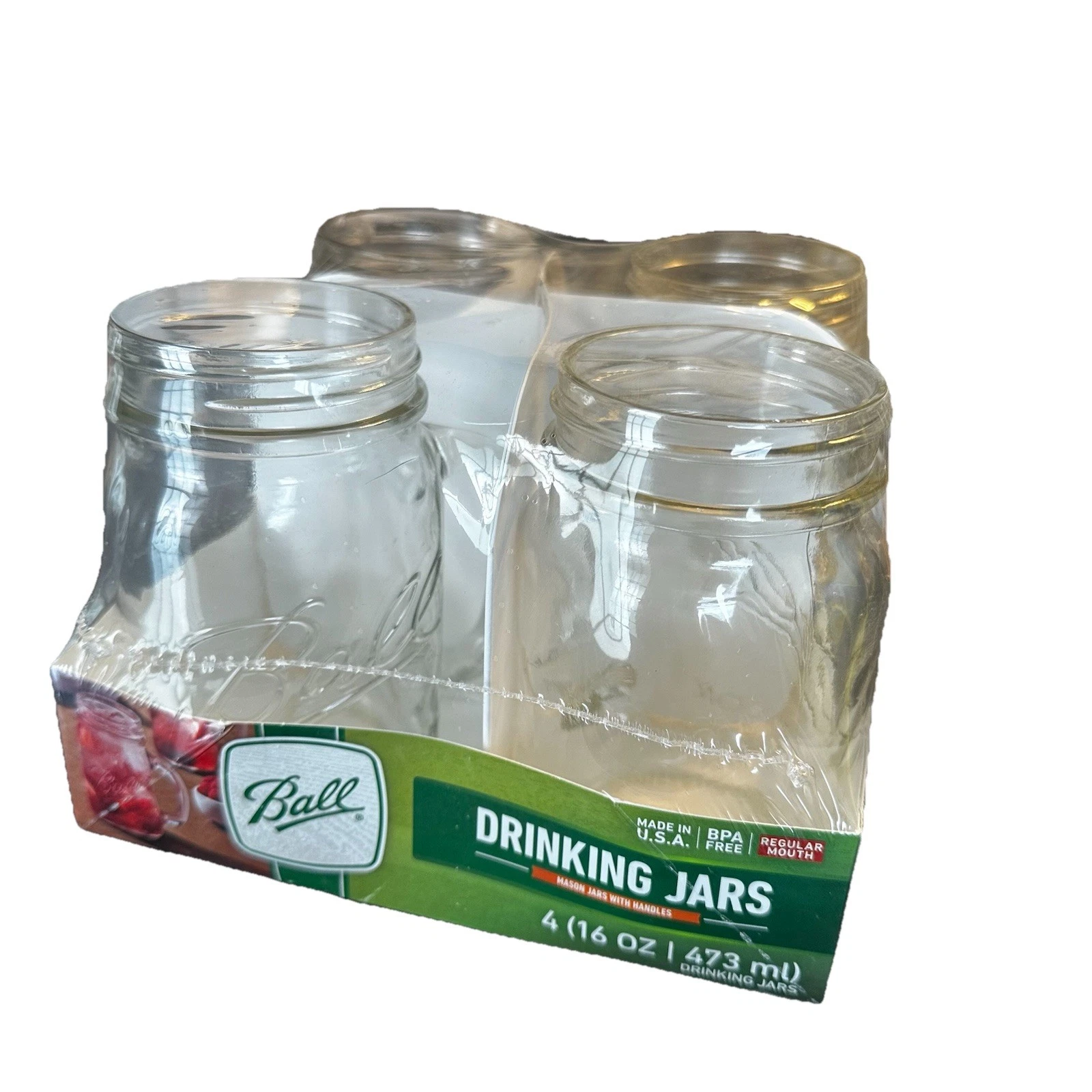 NEW 4-Pack Ball Drinking Mason Jars With Handles Set Clear Mugs 16 oz
Opens in a new window or tab
