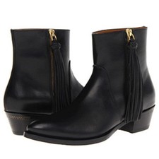 $795 New Ralph Lauren Collection Us 7.5 Black Leather Ninette Ankle Boots Box