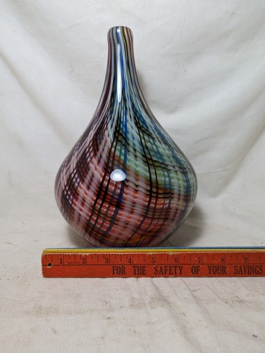 Dino Martens Rainbow Swirl Teardrop Murano Glass Vase Aureliano Mid Century 11" - Picture 4 of 9