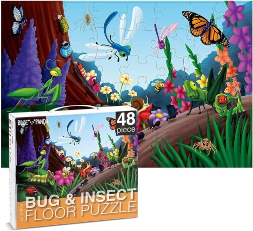 BLUE PANDA 48 Piece Giant Bugs and Insects Jigsaw Puzzle for Kids Ages 3-5...