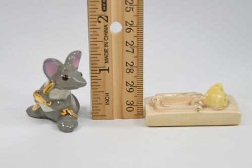 Vintage Arcadia Miniature Salt and Pepper Shakers Mouse or Rat Cheese in a Trap - 第 3/14 張圖片
