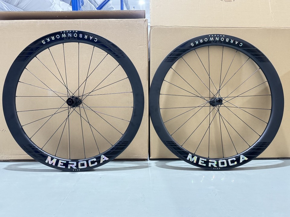 MEROCA 50mm Carbon Road Wheelset 700C Clincher Thru Axle Disc Brake for ...