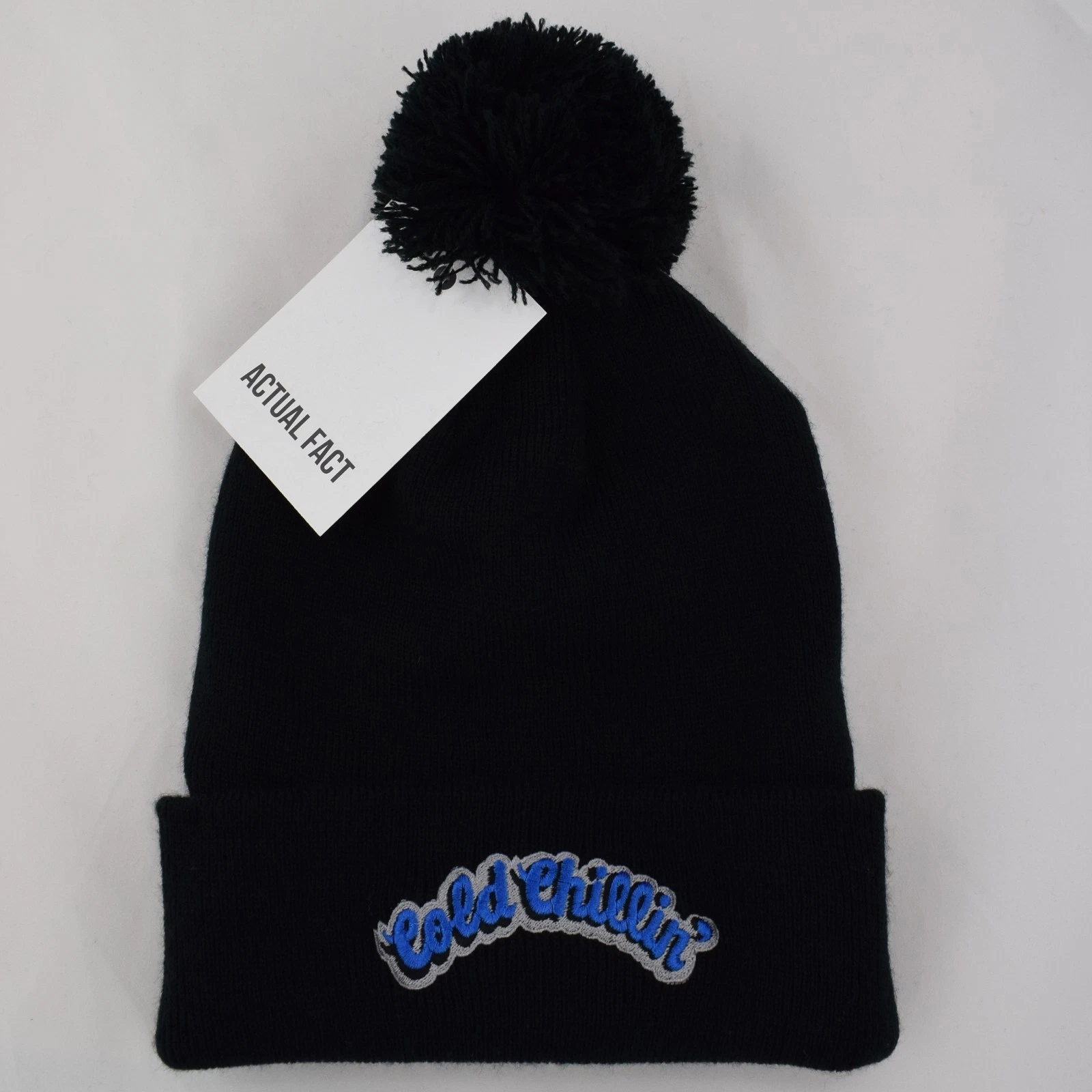 Actual Fact Cold Chillin' Records New York Hip Hop Black Winter Bobble Wooly Hat