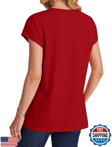 Womens Summer Tops 2025 Trendy Casual Dressy Cap Sleeve T Shirts Loose Fit Ts - Picture 5 of 5