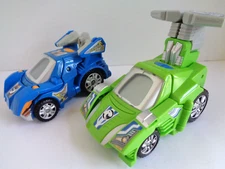 Lot 2 Vtech Switch & Go Dinos/Race Cars Blue Horns Triceratops GreenSliver T-Rex