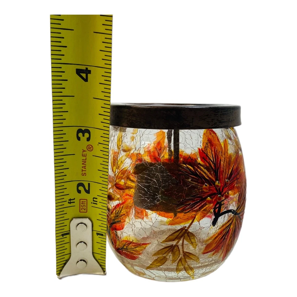 Yankee Cylinder Crackled Tea Light Holder Autumn Leaves Medium - Image 4 of 4