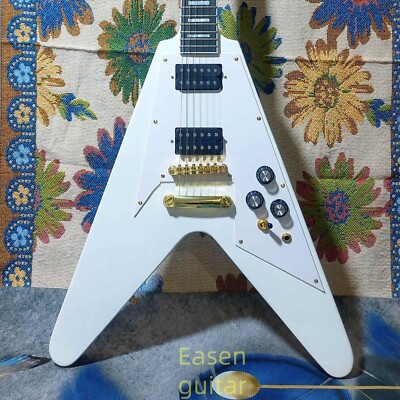 ビザールギター IN STOCK White Flying V Electric Guitar Gold Part Fixed