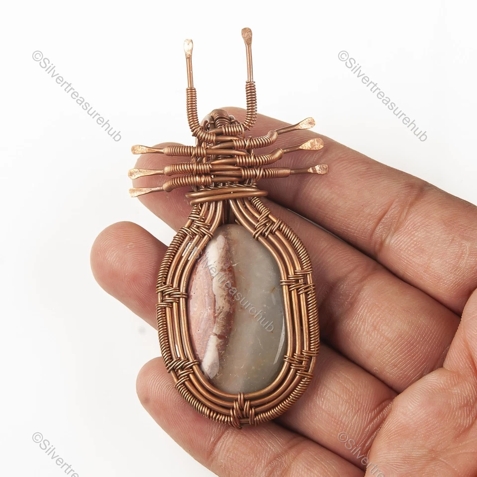 Colgante de boda OVAL Marzo piedra de sangre roja cobre esposa envoltura de alambre San Valentín Foto 3 de 4