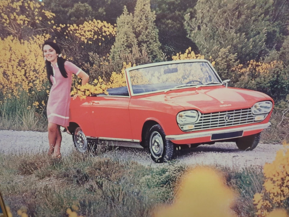 RARO CARTEL GRANDE ANUNCIO COCHE CONCESIONARIO PEUGEOT 204 ENMARCADO FRANCIA DE COLECCIÓN 33X23 MCM Foto 3 de 4