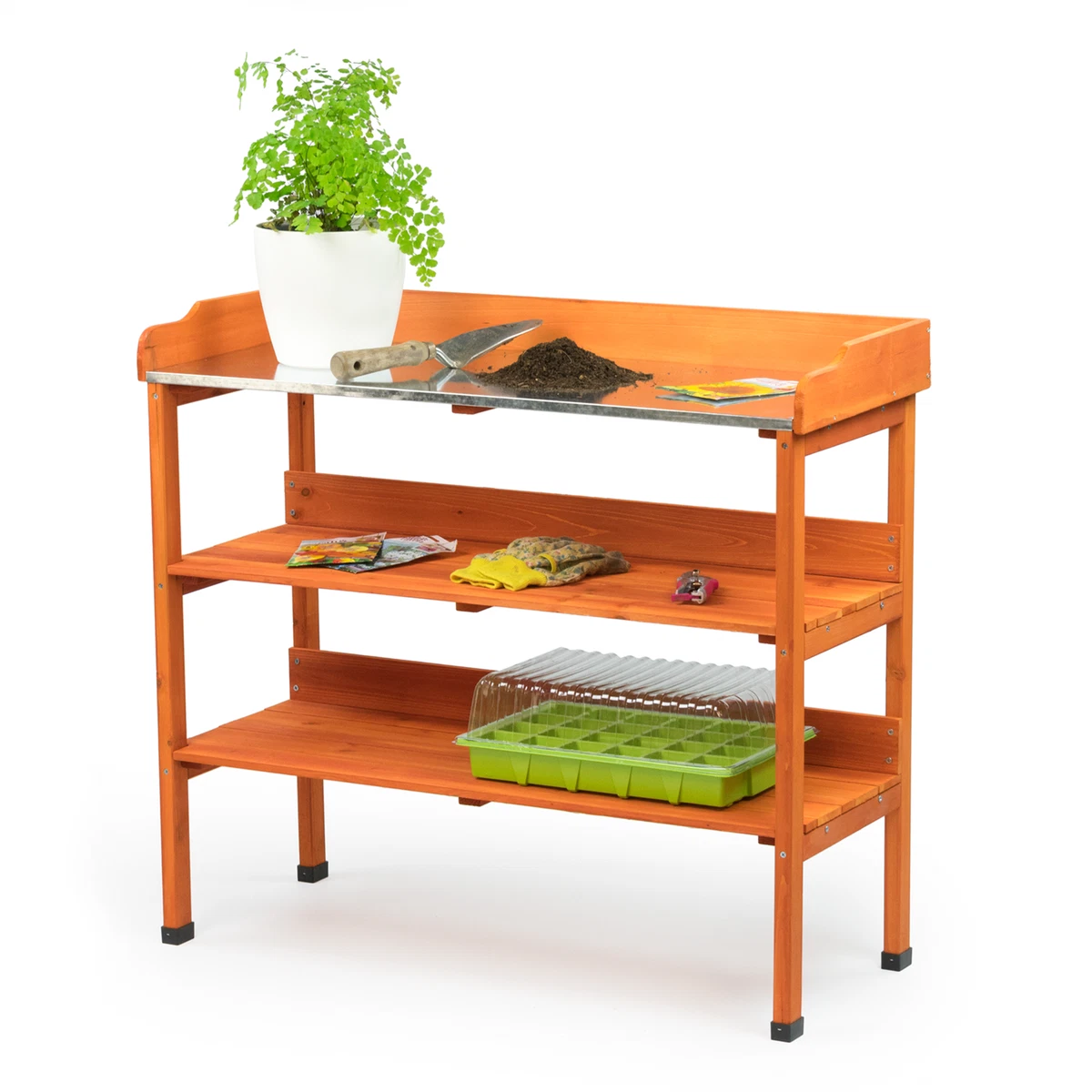 WOODEN GREENHOUSE POTTING WORK BENCH GARDEN WORKSTATION STAGING TABLE SHELVING