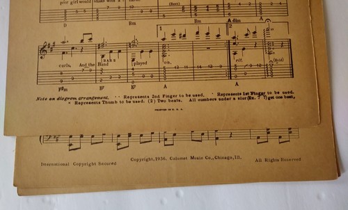 Vtg 1936 The Band Played On Sheet Music 2 pc. Lot Piano Hawaiian Guitar, Ukelele - Picture 4 of 9
