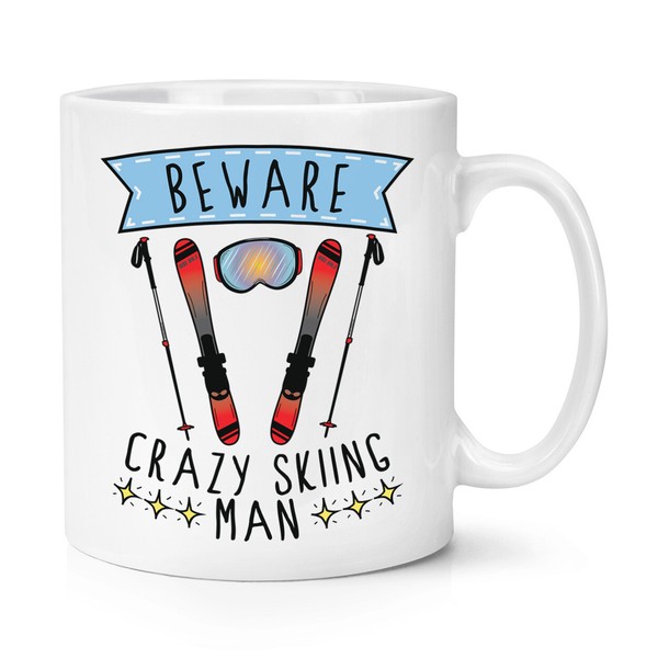Beware VerrüCkte Schifahren Mann 284Ml Becher Tasse Sport Lustig Skier Scherz-image